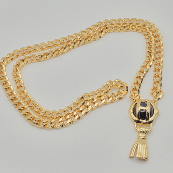 Vintage FRED HAYMAN Beverly Hills Gold Tone Chunky Curb Chain 'H' Tassel - Picture 12 of 13
